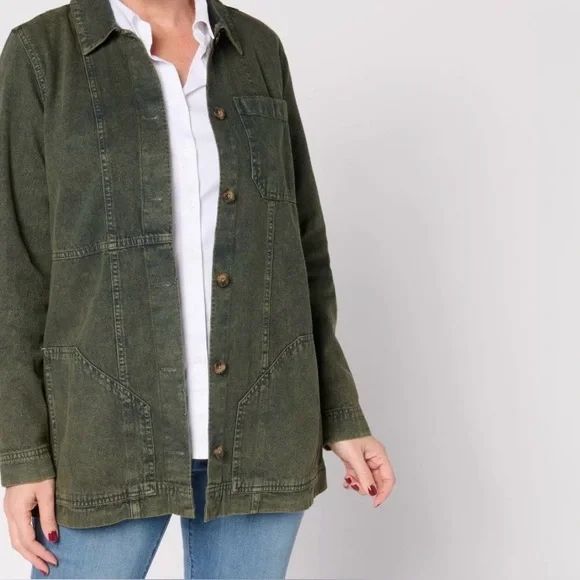 Joan Rivers Denim Shirt Jacket with Seaming Details (Size XS) - Picture 9 of 9